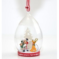 Santa Mickey and Pluto light-up Christmas Done Ornament, Disneyland Paris